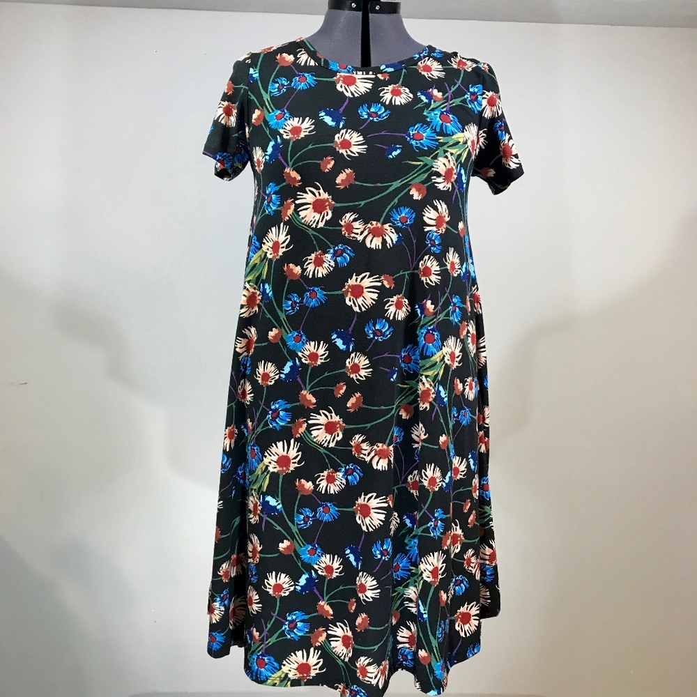 LulaRoe Short Sleeve Black Floral Print Dress